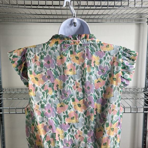 Banana Republic Women's Floral Ruffle Midi Dress Size M Demure Feminine Fairy - Picture 9 of 10